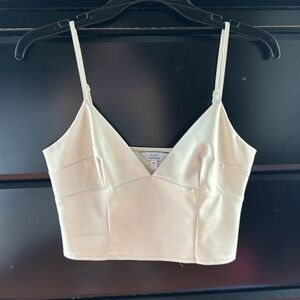 Cream leather crop top